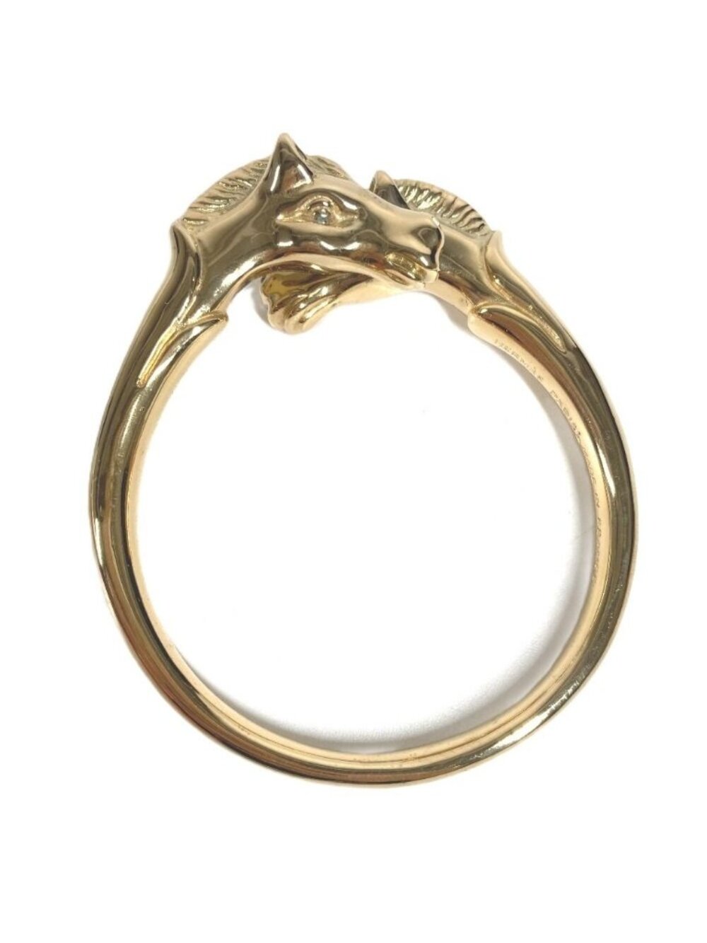 Hermes Bangle Cheval Horse Vintage Metal Gold Bracelet